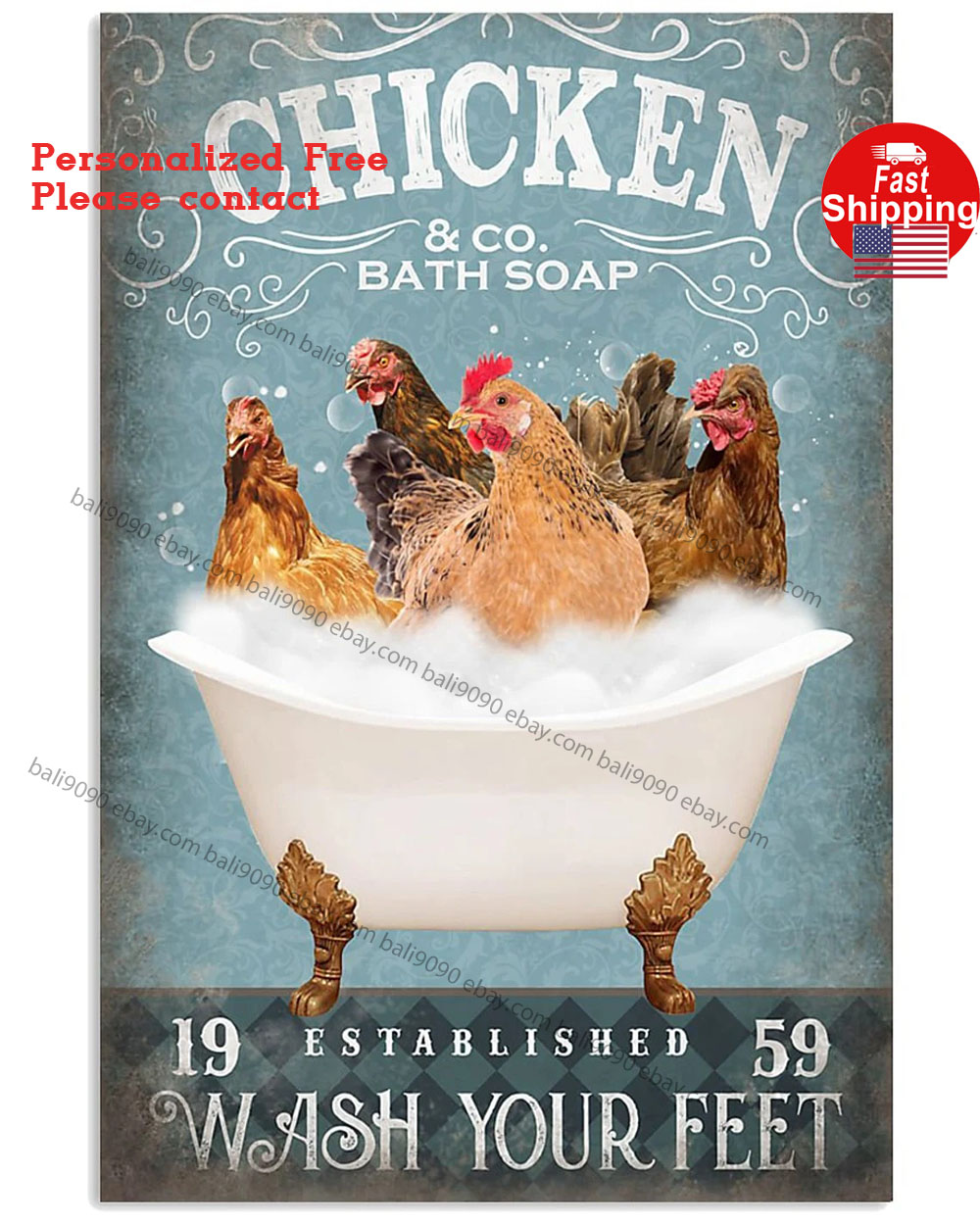 Chicken& CO bath soap wash your hooves Funny Farmer Vertical Poster | eBay
