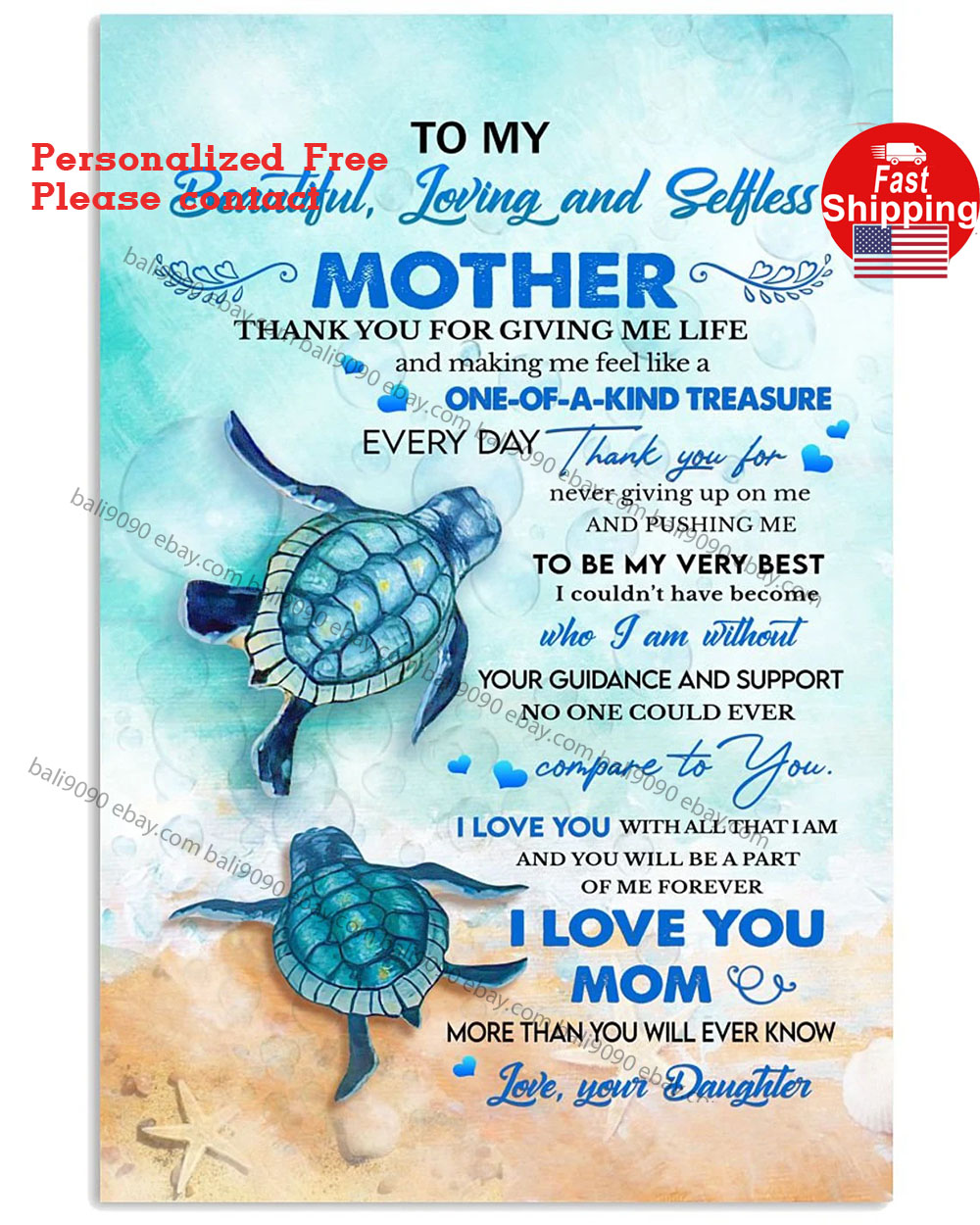 Gift For Mother Thank You For Giving Me Life Poster Home Decor