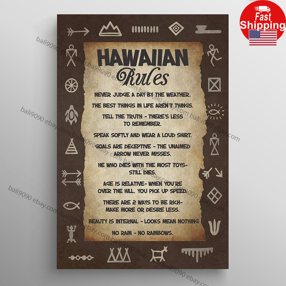 Hawaiian Rules Funny Gallery Prints Unframed Poster