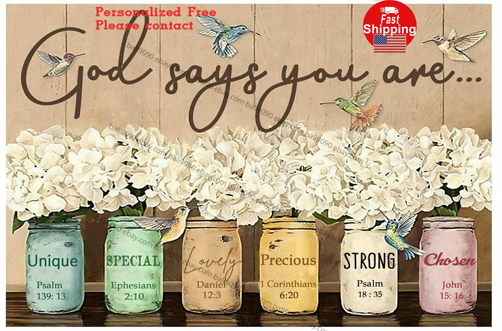 Hummingbirds Poster God Says You are Unique Special Lovely Precious Strong