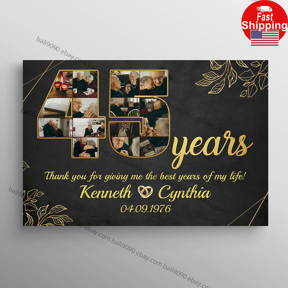 Personalized 45 Years Together Anniversary Custom Photo 45th Year Wedding Ann…