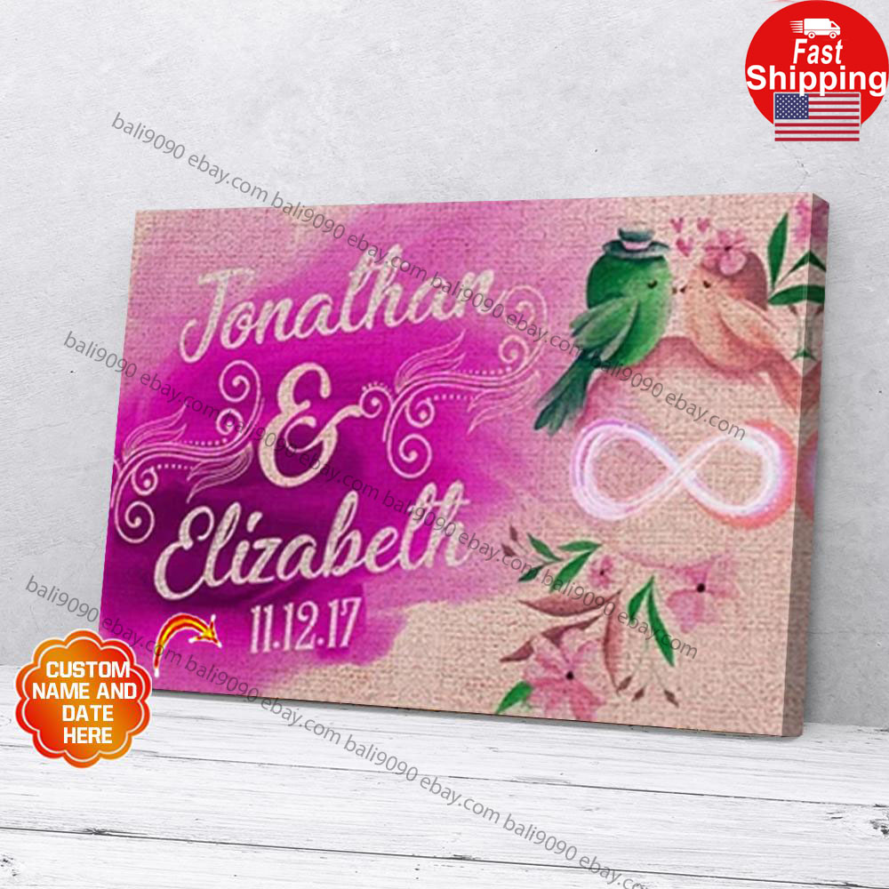 Personalized Bird Couples Flower Infinity Love Custom Name Date Matte Poster …