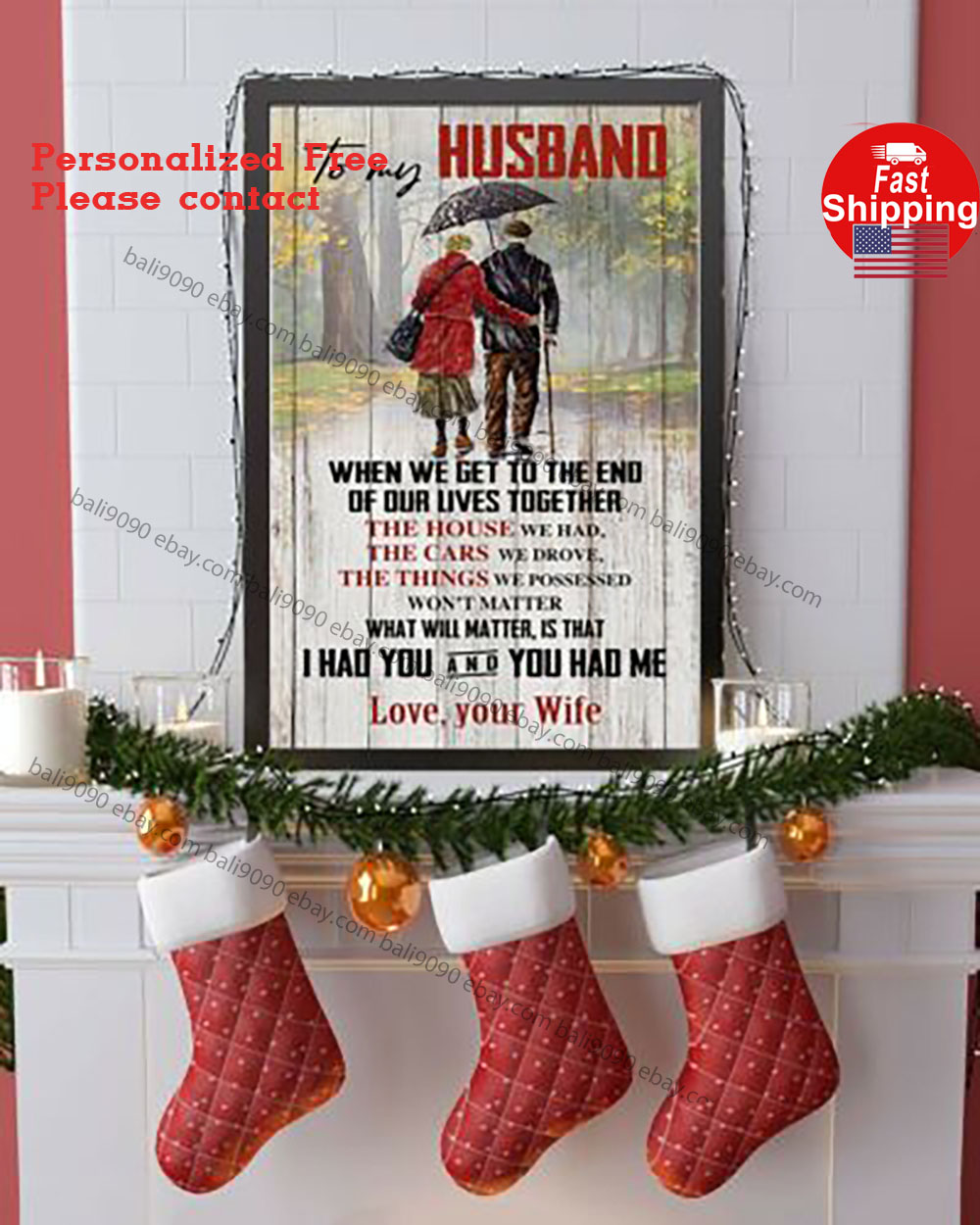 Personalized Couple To My Husband – Love, Your Wife I Had You Poster Wall Art