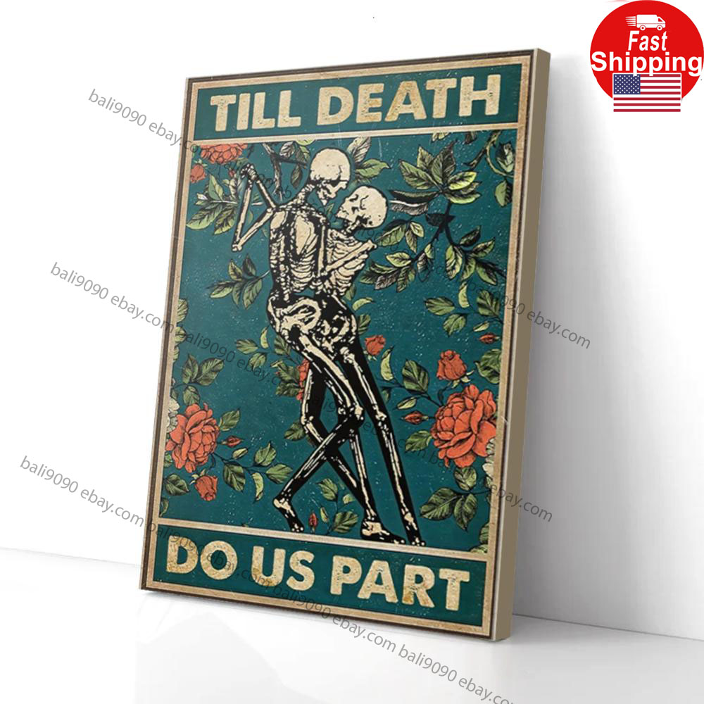 Till Death Do Us Part Roses Skull Couple Dancing Matte Poster Wall Art