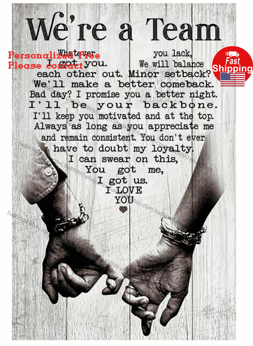 Wife Husband Poster Gift We’re a Team Whatever You Lack I Got You We Will Bal…