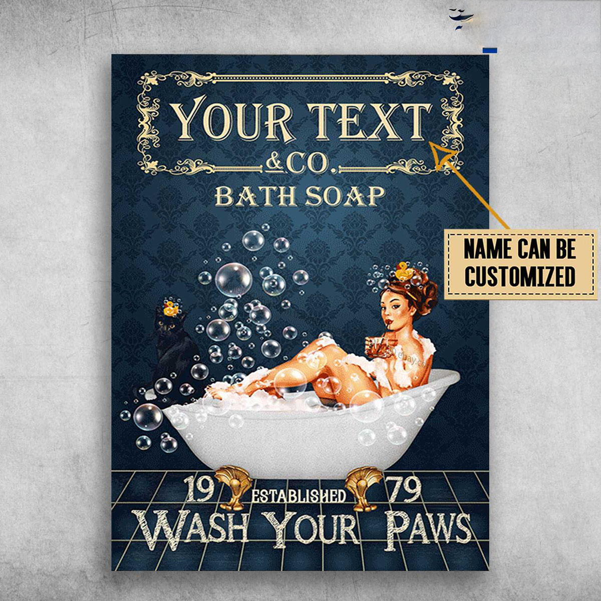 Bath Soap, Girl In Bath – 19 Established 79, Wash Your Paws Customized Person…