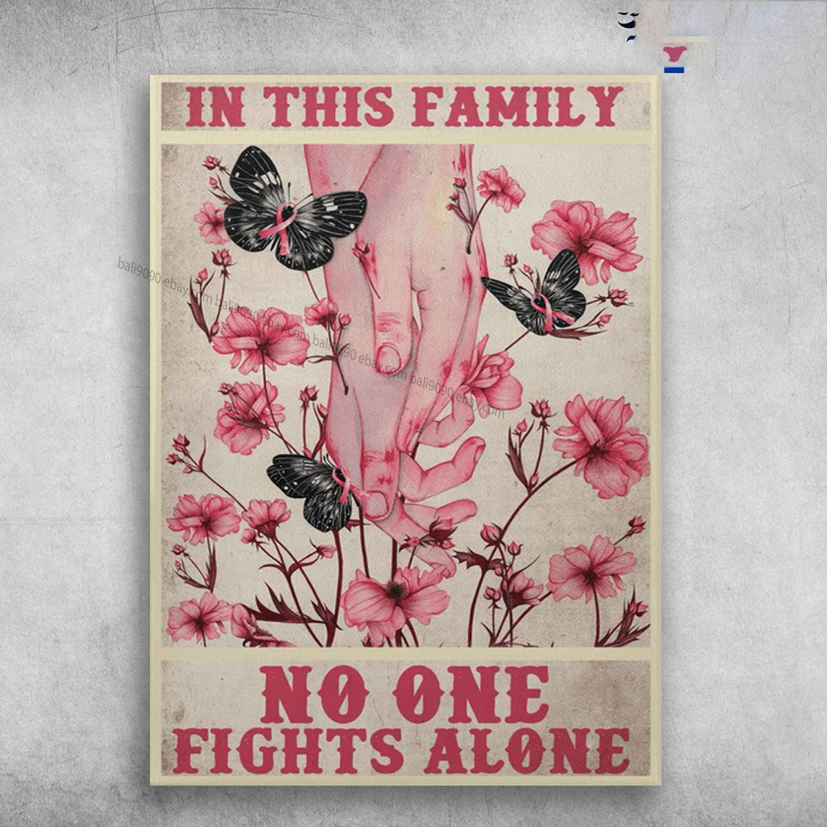 Butterfly Flower, Awareness Ribbon, In This Family, No One Fights Alone