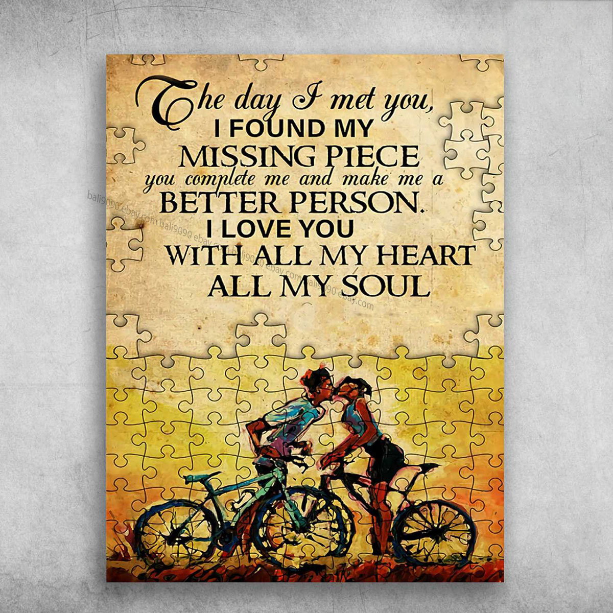 Cycling Couple, Lover Poster - Tha Day I Met You, I Found My ...