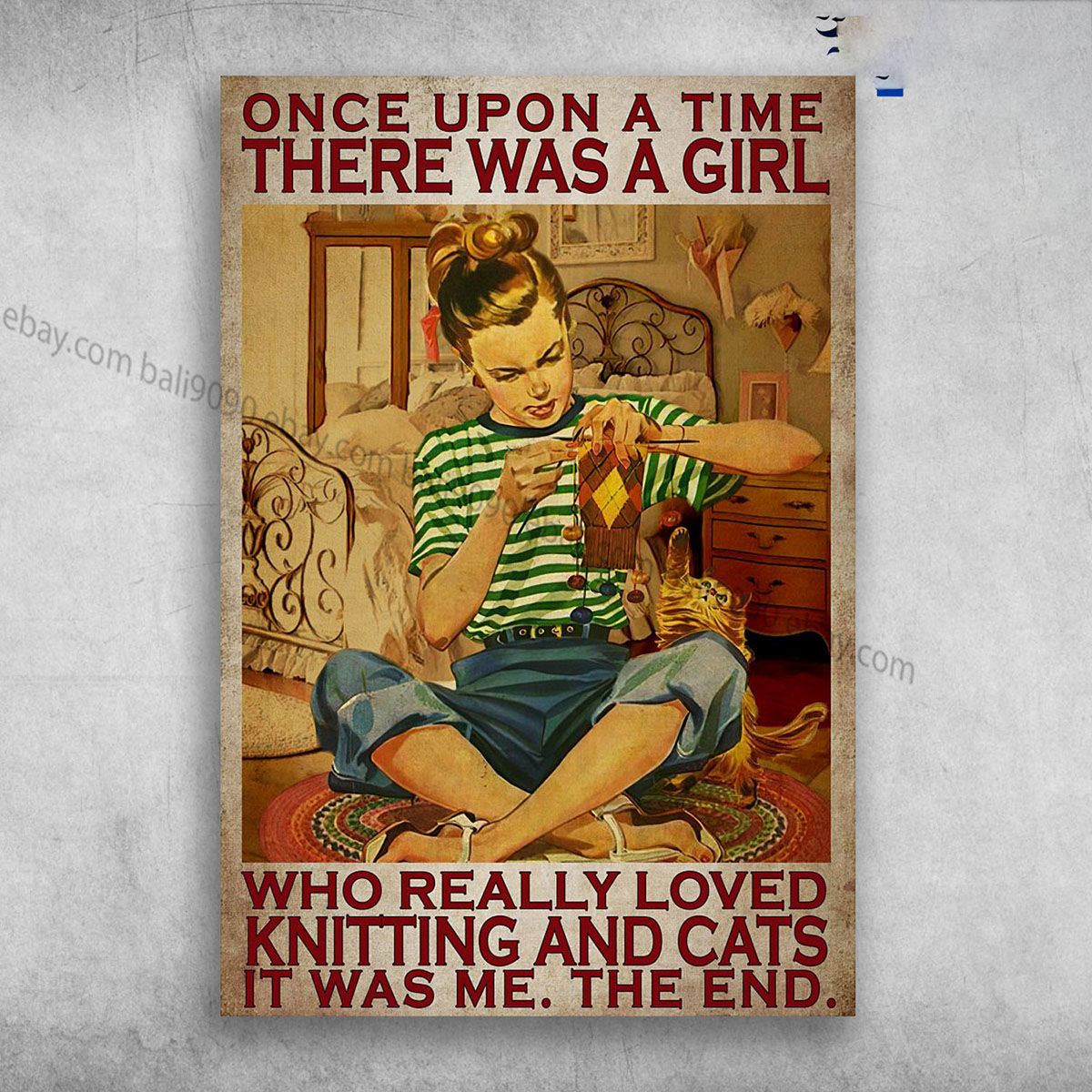 Girl Knitting With Cat – Once Upon A Time, There Was A Girl