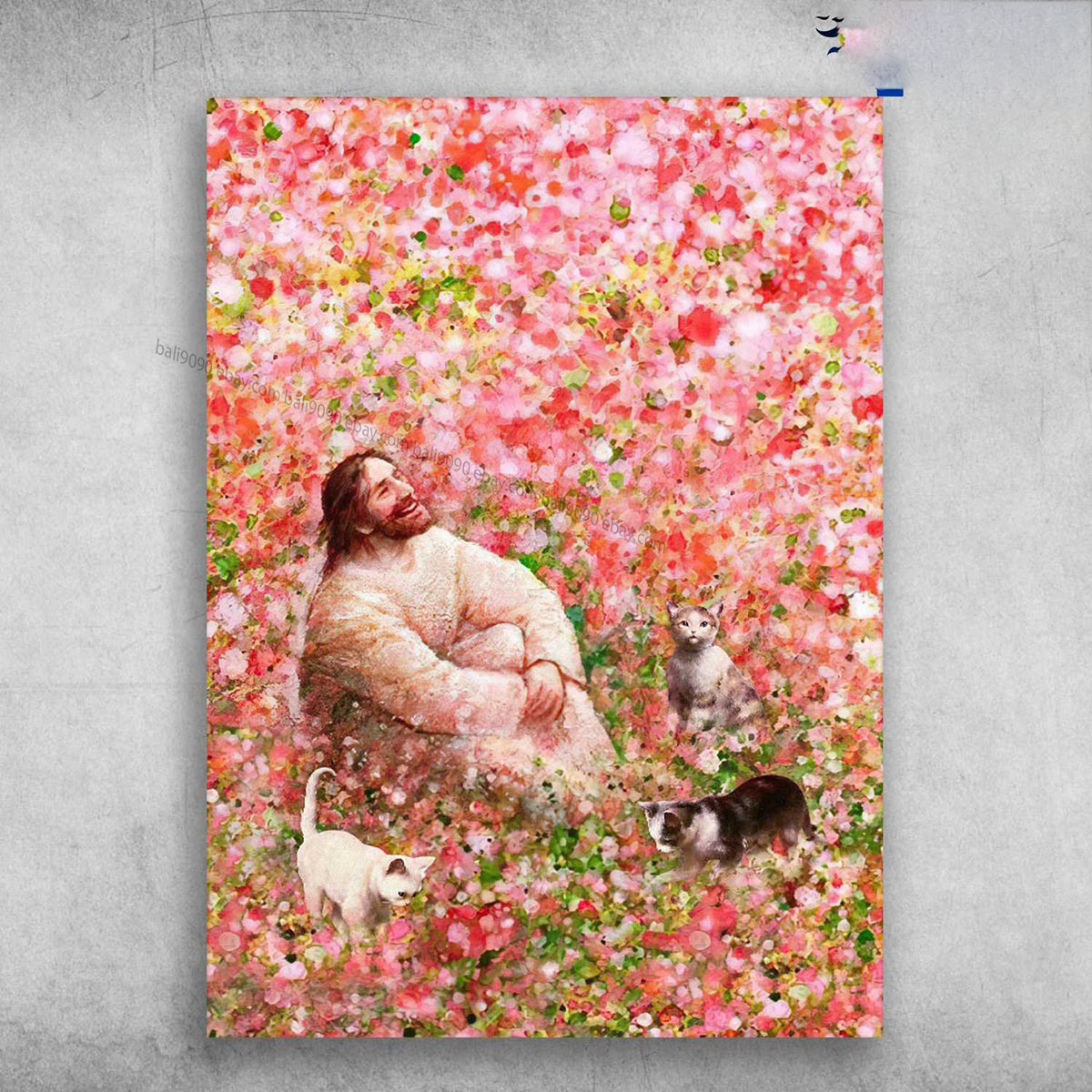 God Is Happy With Cat, Jesus Cat Lover, Flower Garden