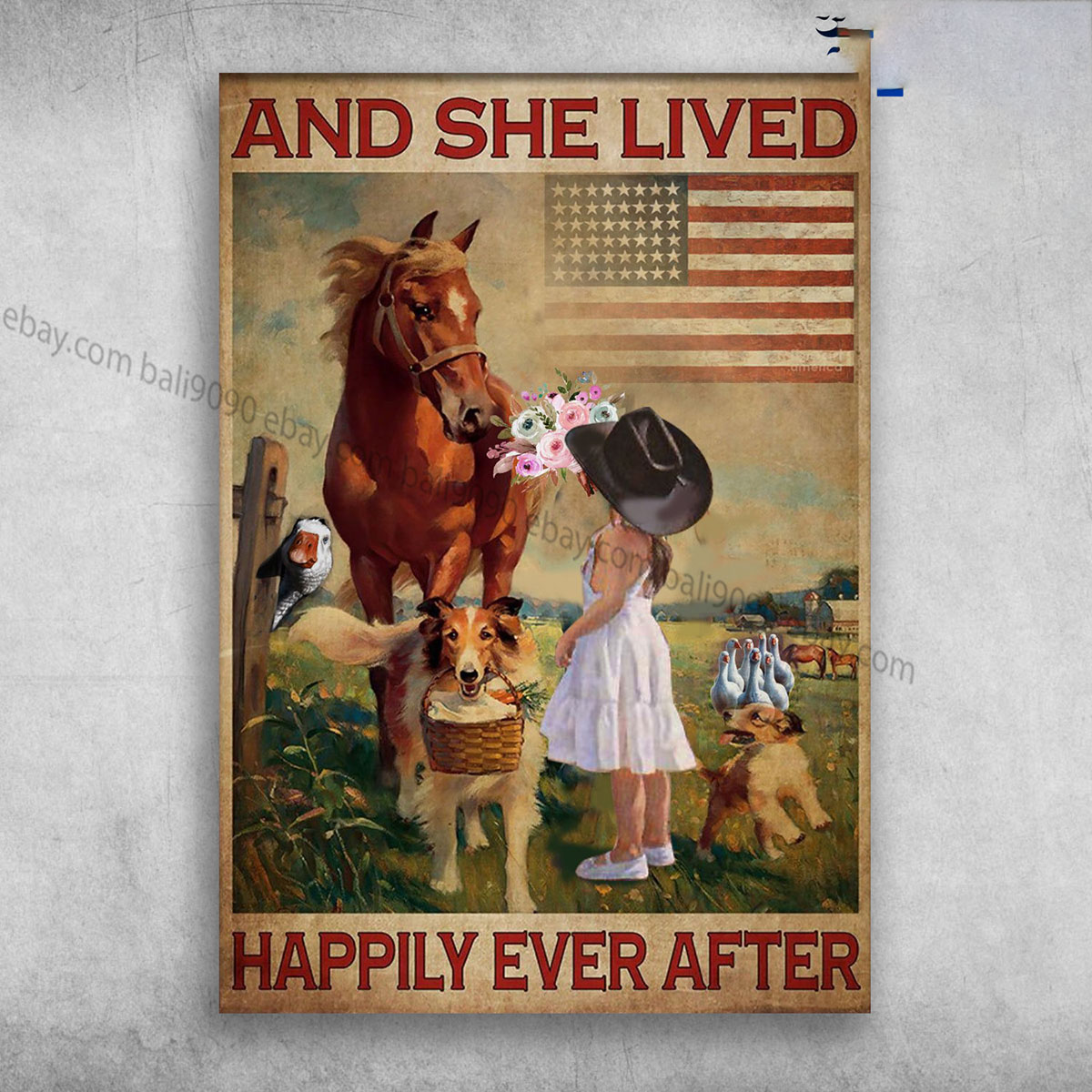 Little Girl And Horse, Dog Lover, Farmhouse American – And She Lived, Happily…