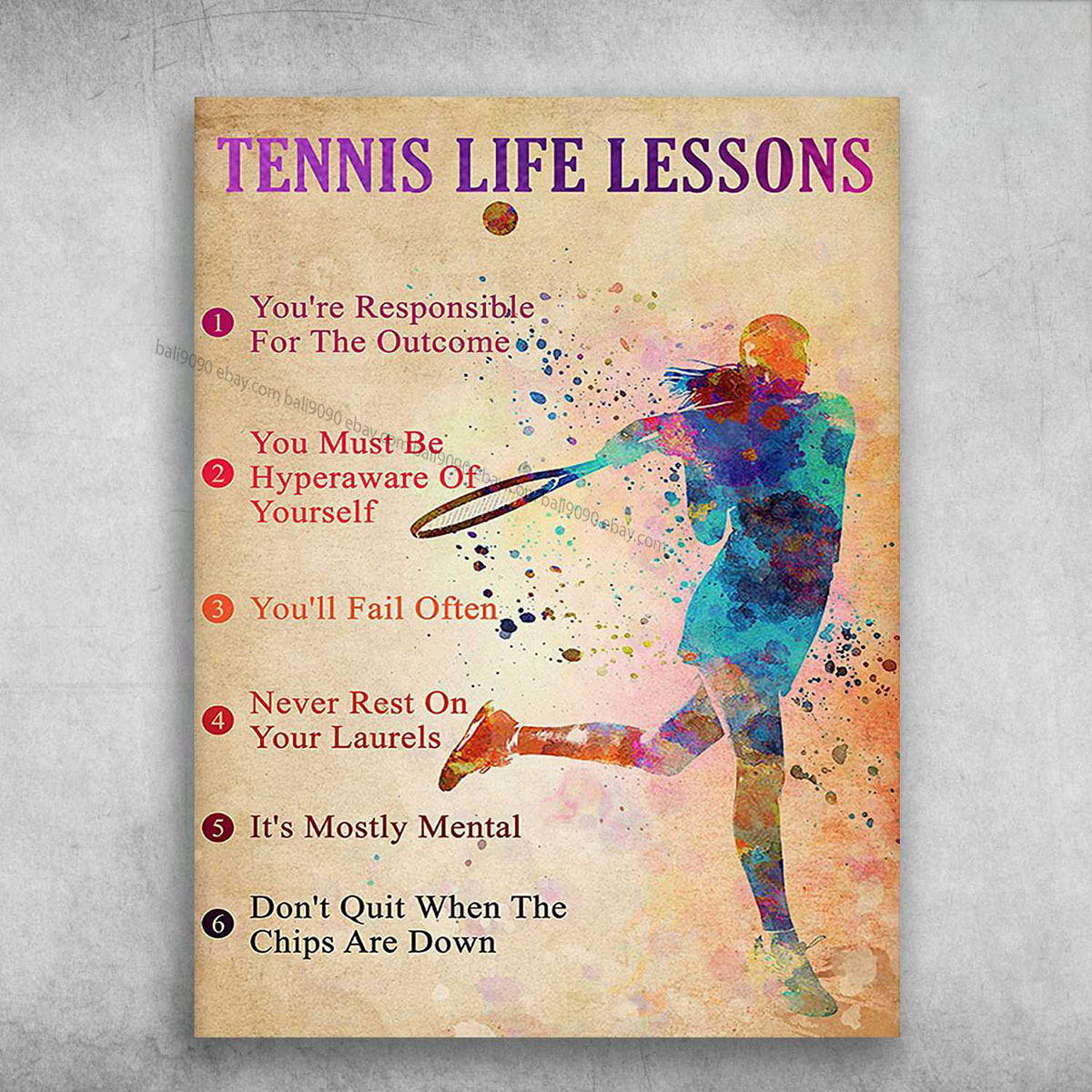 Tennis Poster, Tennis Lover – Tennis Life Lessons, You’re Responsible For The…