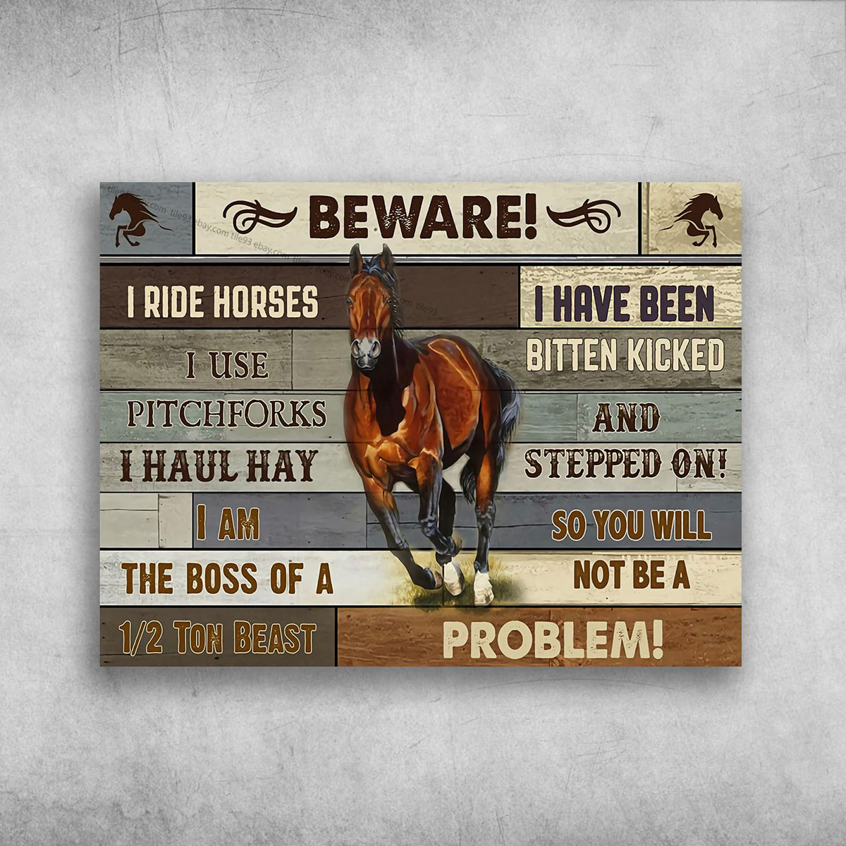 Horse Poster, Horse Riding, Beware, I Ride Horses, I Use Pitchforks, I