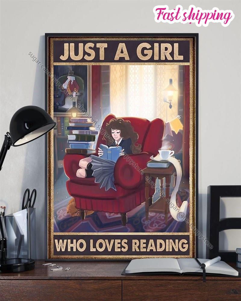 A Girl Loves Reading Vintage Vintage Home Poster Wall Art Vertical | eBay
